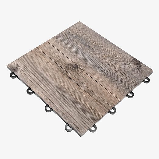 IncStores 3/8" Thick Snap Together Dance Flooring Tiles | 12”x12” Printed Vinyl Dance Floor Tiles for Practice & Performance | Barnwood | 32 Tile Pack