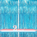 Light Blue Fringe Backdrop Party Decorations,2 Pack Teal Tinsel Foil Fringe Curtains Blue Streamers Backdrop for Ocean Themed Party Decorations,Baby Shower,Gender Reveal,Frozen Birthday Party Supplies