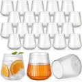 Suclain 60 Pcs Plastic Wine Glasses Ribbed Stemless Wine Glasses 14oz Vertical Design Unbreakable Cups for Outdoor Indoor Vintage Elegant Champagne Whiskey Glasses for Christmas Party Wedding (Clear)