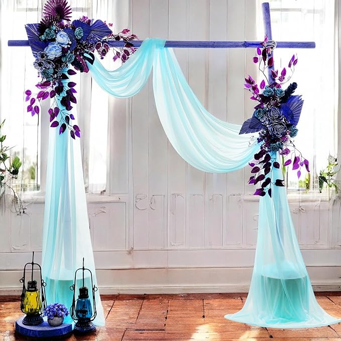 MDS Halloween Chiffon Draping Fabric - 1 Panel, 30" Wide x 100ft Long - Sheer Spooky Arbor & Canopy Drapery for Haunted House Backdrops, Party Ceilings, DIY Costumes & Themed Events - Teal