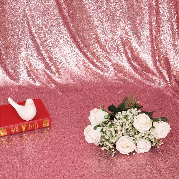 Eternal Beauty Fuchsia Pink Sequin Backdrop Curtains, Valentine's Day Shimmer Back Drop 2Panels-2FTx8FT for Christmas, Party, Birthday, Photography, Wedding, Baby Shower Event Decoration