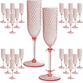 XUWAIDSGN 48 Pack Pink Detachable 2 piece Champagne Flutes 5.5 Oz Unbreakable Plastic Mimosa Disposable Champagne Glasses Drinking Cups Stemmed Reusable Wine Toasting Glasses for Wedding