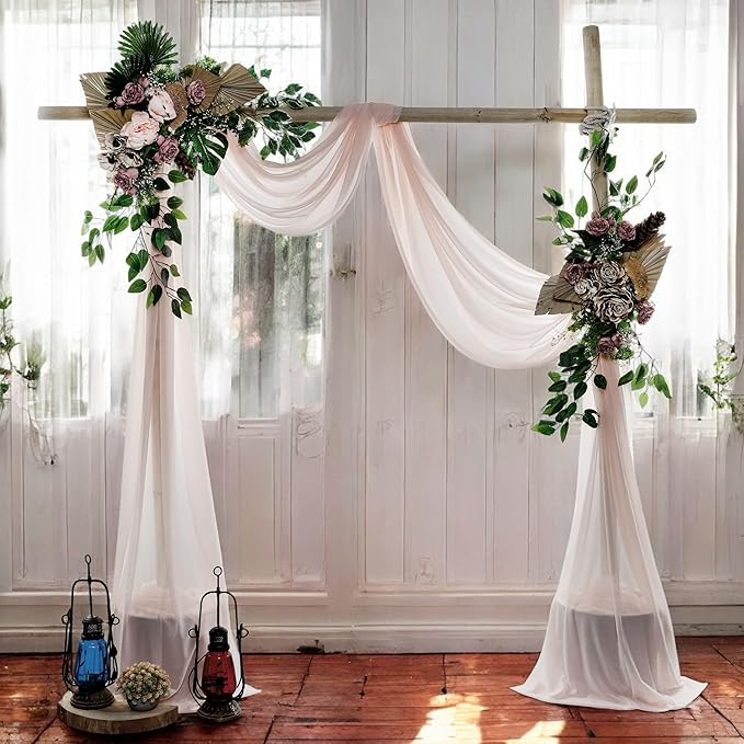 MDS Halloween Chiffon Draping Fabric - 2 Panel, 30" Wide x 50ft Long - Sheer Spooky Arbor & Canopy Drapery for Haunted House Backdrops, Party Ceilings, DIY Costumes & Themed Events - Nude