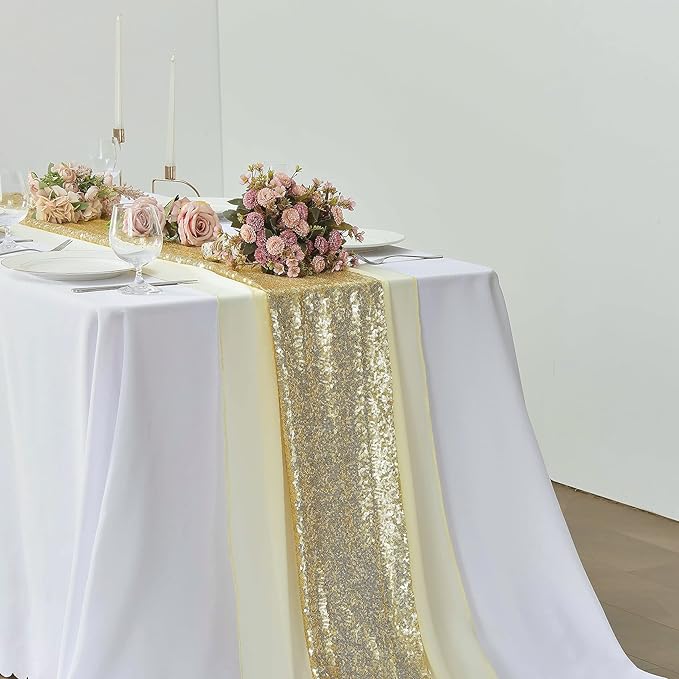 5 Pack 10Ft Light Yellow Chiffon Table Runner Sheer 29x120 Inch for Romantic Wedding Decor Bridal & Baby Shower Birthday Rustic Party Decoration