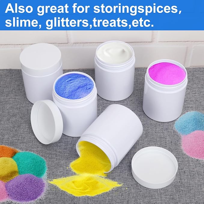 47Packs 8.8oz (250 ml) Plastic White Jars with Lids, Cosmetic Containers jars with Wide-Mouth for slime, beads, rhinestones, sequins Cosmetics, Lotion, Cream, Ointments and More by KUKLIPJIM.