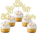 Gyufise 30Pcs Happy 80th Birthday Cake Topper, Gold, for Birthday Anniversary Party Decorations