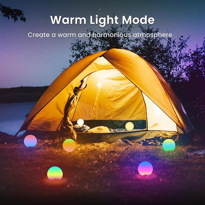 LOFTEK LED Ball Light, Multi-Color Rechargeable Night Lights, 3-inch RGB Ball Mood Lighting, Waterproof Ambient Lighting Lamp for Home Bedroom Patio Pool Decorative Lighting, 4 Pack