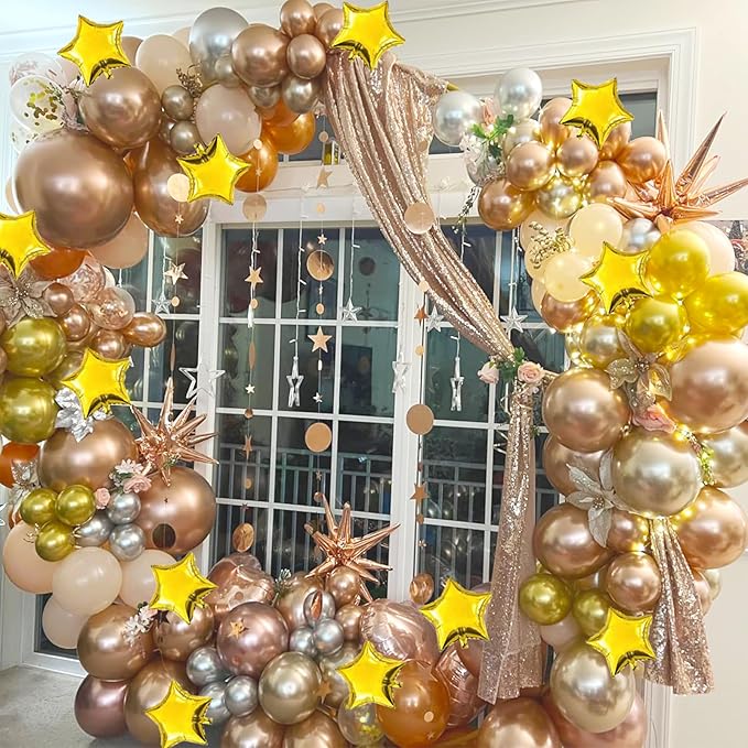 50 Gold Star Balloons - 5" Small Gold Foil Star Mylar Balloons for Party Decorations
