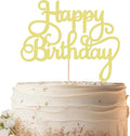 Happy Birthday Cake Topper - Gold Glitter Birthday Party Cake Decoration Supplies - Happy Birthday Cake Decor, for Anniversary/Birthday Party Supplies Photo Booth Props