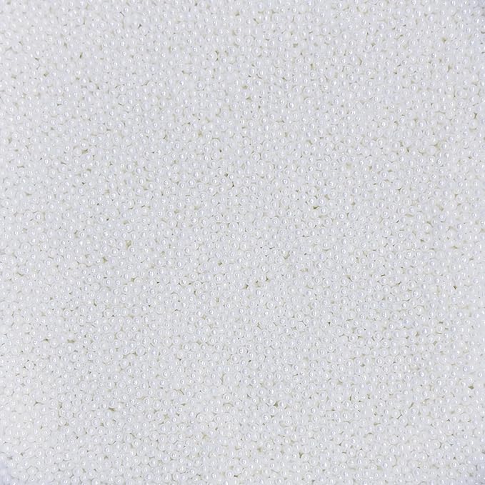Dynastang 2mm White Pearls Sprinkles Edible Pearls Cake Decorating Stars Cake Decorations Cupcake Toppers Cookie Decorating Perfect for Cakes, Cupcakes, Desserts Toppings 3OZ