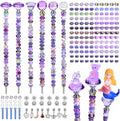 158 Pcs DIY Fairy Wand Garden Stakes Kit,Multiple Color Scheme European Beads Crystal Diamond Tops and 12 or 10 Inch Threaded Rods,Stainless Steel Stakes with Diamond Toppe(Purple)