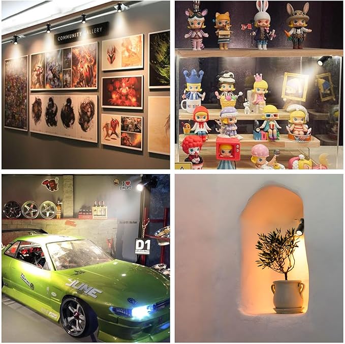 Taysing LED Spot Light Indoor Little Mini Spotlight Accent Lights for Display,Paintings,Pictures,Plants,Jewelry,Shelves, Cabinets,Posters,Showcase(ColdWhite 6 Pack Dimming&Timing)