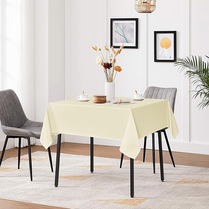 sancua Square Tablecloths 54x54 Inch, 2 Pack - Beige Fabric Table Cloth for Square or Round Tables, Washable Polyester Table Cover for Dinner, Holiday Party, Decorative Display Tables