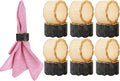 12 Pieces Epoxy Resin Napkin Rings - Farmhouse Napkin Rings Holder for Wedding, Banquet, Adornment for Table Settings, Boho Style for Dining Table, Wedding (Black & Cream)- ALPHA Living HOME