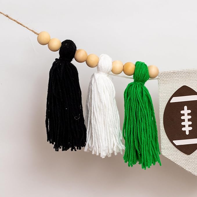 Gostman Football One High Chair Banner - Handmade Football Theme Tassel Garland Banner, First Birthday Party Decoration for Baby Boy (Football Tassel Banner)
