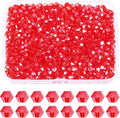 PATIKIL 1000pcs 3mm Bicone Glass Crystal Beads, Faceted Glass Spacer Beads with Box for Jewelry Making Bracelet Necklace Earrings DIY Suncatcher Craft, Red AB