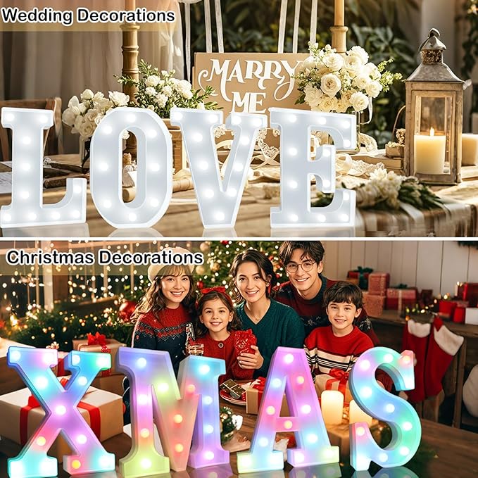 Light Up Colorful LED Marquee Letter lights, 18 Colors Changing Alphabet Letters Sign with Remote Timer for Night Light Girls Bedroom Wedding Birthday Party Lamp Christmas Home Bar Decor- Colorful Q