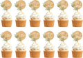 12 PCS Mr & Mrs Wedding Cupcake Toppers with Green Leaves Engagement Cake Decorations