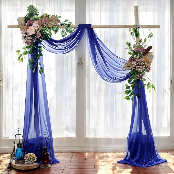 MDS Halloween Chiffon Draping Fabric - 1 Panel, 30" Wide x 75ft Long - Sheer Spooky Arbor & Canopy Drapery for Haunted House Backdrops, Party Ceilings, DIY Costumes & Themed Events - Royal Blue