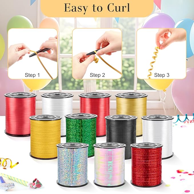 500 Yards White Curling Ribbon-Balloon String-Balloon Ribbon Roll for Party Decoration, Gift Wrapping, Wedding, Art Crafts, Florist Flower