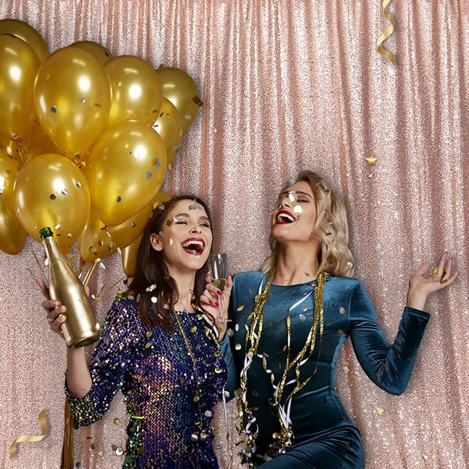 PartyDelight Rose Gold Sequin Backdrop Photography Curtain Special Events Party 6Ftx6Ft