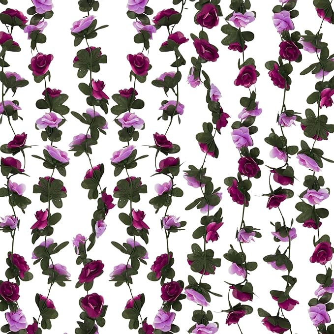12 Pcs 99 Ft Flower Garland Rose Vines, Rose Garland for Decoration, Flower Vine for Room Table Birthday Wedding Party Garden Wall Decor