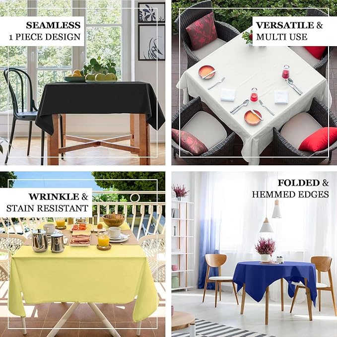 Efavormart 54x54 Black Wholesale Linens Seamless Polyester Square Linen Tablecloth for Wedding Banquet Party Restaurant