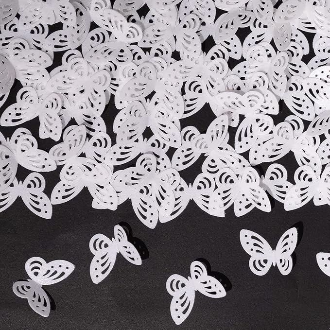 Edible Flowers Edible leaves &Edible butterflies Wafer Paper Cake Cupcake Toppers for Decorating Rice Paper Flower Food Decorations for Baking Girl Birthday Party Mix Size Color (white butterflies60)