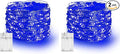 Dazzle Bright Fairy Lights Battery Operated, 2 Pack Total 40FT 120LED Silver Wire Waterproof Battery Operated String Lights, Christmas Decorations for Indoor Outdoor Bedroom Yard Decor, Blue