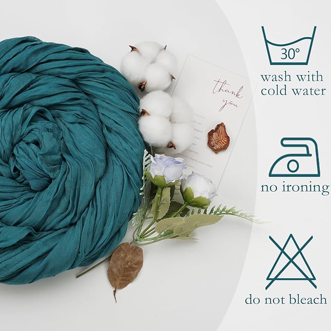6 Pack Teal Cheesecloth Table Runner 10ft Boho Gauze Fabric Cheese Cloth Table Runner 35 x 120 Inch Rustic Sheer Runner for Romantic Wedding Decor Baby Shower Party Table Centerpiece Decoration