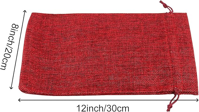 ZOENHOU 30 Packs 8 x 12 Inch Wine Red Burlap Bags Bulk with Drawstring, Drawstring Gift Bags, Dustproof Burlap Sacks for Favors Party DIY Craft