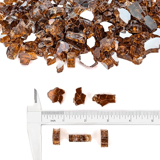 Stanbroil 10-Pound Fire Glass - 1/2 inch Reflective Tempered Fire Glass for Fireplace Fire Pit, Copper Reflective