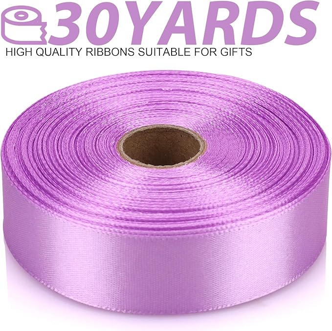 Lilac Purple Ribbon 7/8 Inch 30 Yards Satin Craft Ribbon-Single Face Polyester Ribbon for Handmade Roses,Gift Wrapping,Timeless Flower,Bouquets,Wedding and Party Decoration