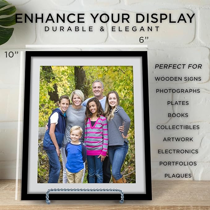 TRIPAR Decorative Twisted Wire Stand, Chrome Display (6 Inch Depth) Tabletop Easel Sleek & Modern Look - Perfect for Books, Plates, Photos & More