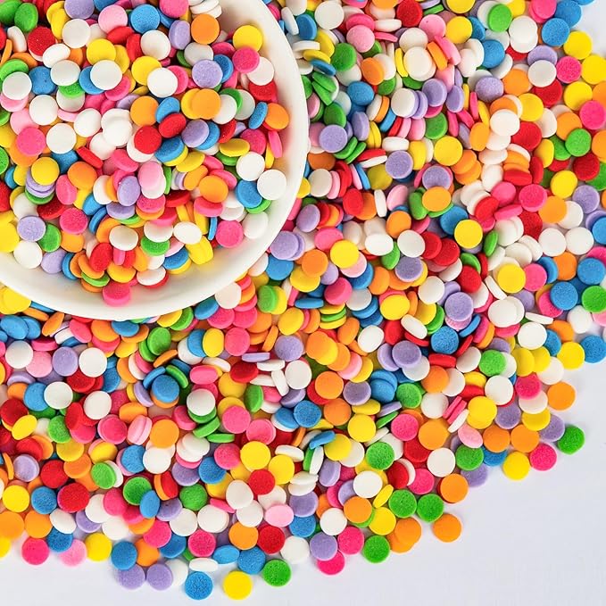 Edible Confetti Sprinkles,Colorful Round Cake Decoration for Desserts,Rainbow Circular Candy,Pastel Sprinkles for Cake Baking,Perfect For Birthday Party,Festival Baking Supplies,100g/3.53oz