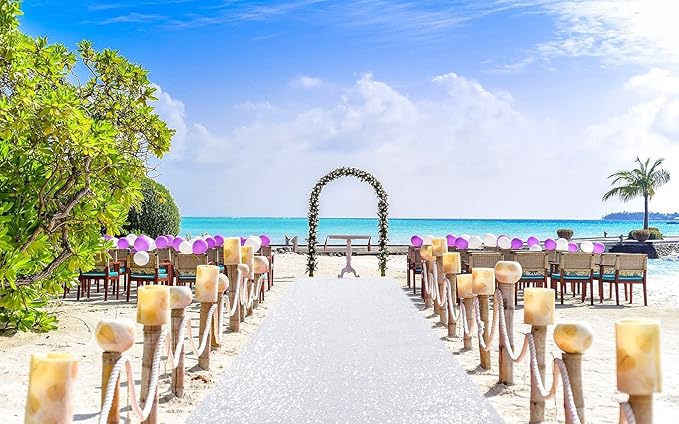 ShinyBeauty 4x20 FT Wedding Aisle Runner Rug - White Waterproof Non-Slip Ceremony Carpet for Outdoor, Beach, Party Events