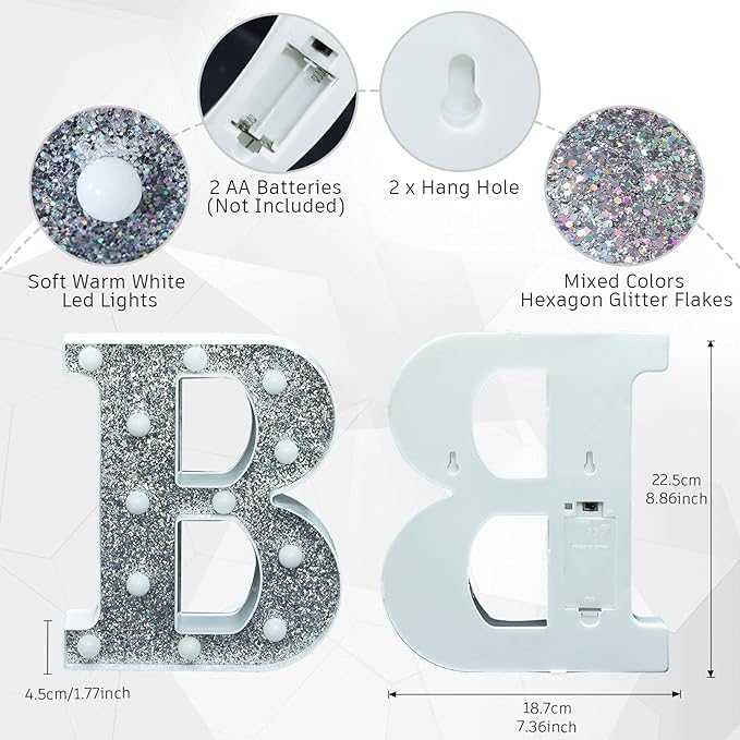 Marquee Light Signs for Table Decorations - Glitter Alphabet & Number Lighted Letters for Prom, Events or Engagement Party Decor
