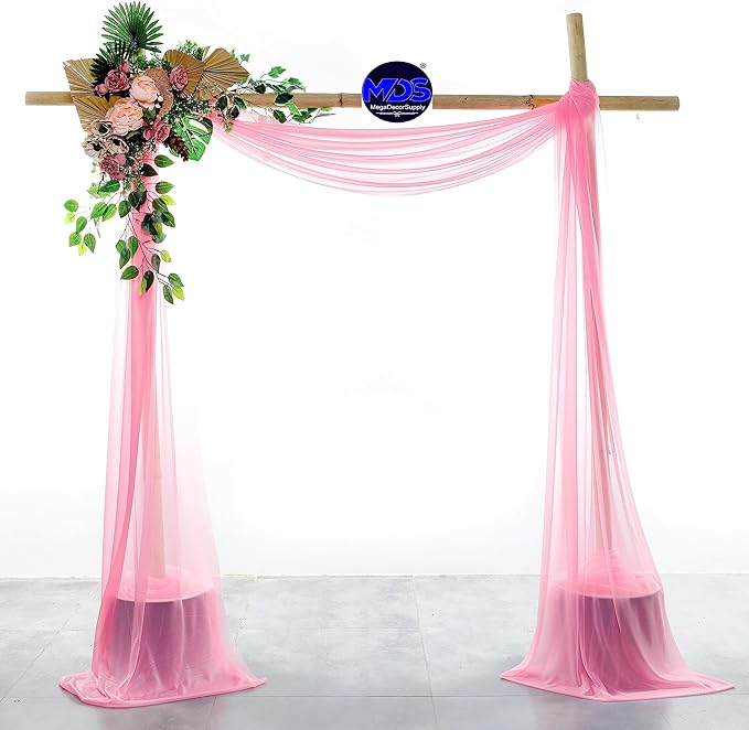 MDS Halloween Chiffon Draping Fabric - 2 Panel, 30" Wide x 40ft Long - Sheer Spooky Arbor & Canopy Drapery for Haunted House Backdrops, Party Ceilings, DIY Costumes & Themed Events - Coral