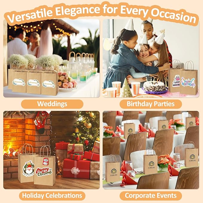 BagDream 150 Pack Small Gift Bags Bulk 5.25x3x8 Inch Natural Kraft Paper Gift Bags with Handles Shopping Merchandise Retail Business Wholesale Birthday Party Favors Bags Brown Paper Sacks