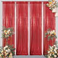 Juya Delight Red Sequin Backdrop Curtain,4PCS 2FTx8ft Glitter Backdrop Curtain for Party,Birthday,Christmas Wedding Decoration