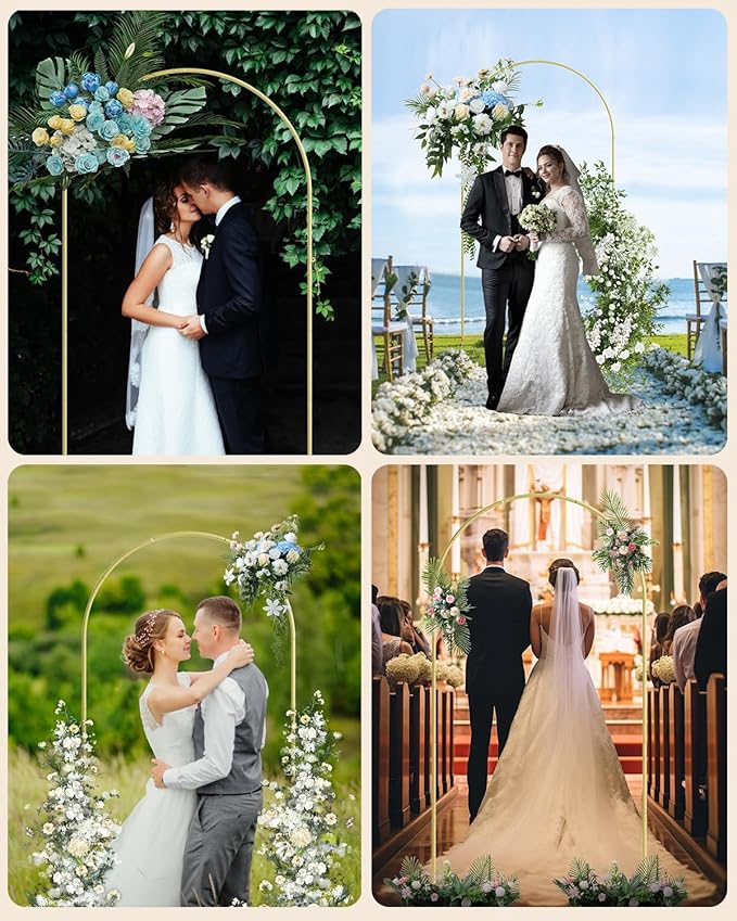 Wedding Arch Set of 3, Gold Metal Arch Backdrop Stand, Balloon Arch Stand Wedding Frame for Ceremony Decoration (Gold, 7.2FT, 6.6FT, 6FT Arch Backdrop)