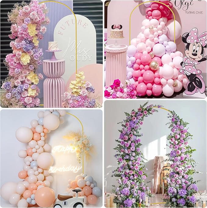 Wokceer 7.2 FT Wedding Arch Stand and Arch Cover, Metal Arch Backdrop Stand with Arch Stand Cover for Birthday Party Wedding Ceremony Bridal Baby Shower Event Decor, Pale Pink