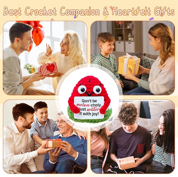 Emotional Support Crochet Watermelon,Lovely Gift for Friends,Mom,Dad,Grandpa,Grandma,Colleagues,Classmates,Graduation Gift,Home Office Decoration