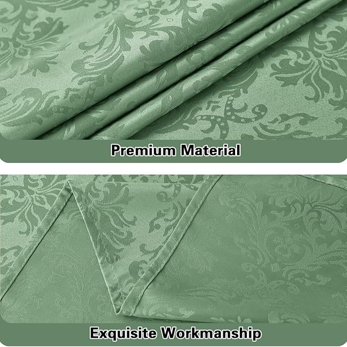 Flower Jacquard Rectangle Tablecloth 60 x 102 Inch Waterproof Oil Proof Wrinkle Free Damask Table Cloth, Fabric Table Cover for Dining, Party, Banquet, Indoor, Outdoor, Sage Green