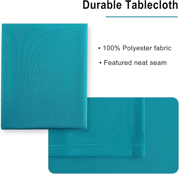 Hiasan Turquoise Tablecloth for Rectangle Tables - Waterproof and Spillproof Washable Fabric Table Cloth for Dining Room Kitchen Party, 60 x 102 Inch