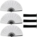 Glitter bling Large Folding Fan-Hand Fan Rave Clack Popping Fan for Line Dancing Clacking Fans for Boots On The Ground Dance, Party for EDM, Music Festival, Hot Flashes, Party, Decoration(3pcs silver)