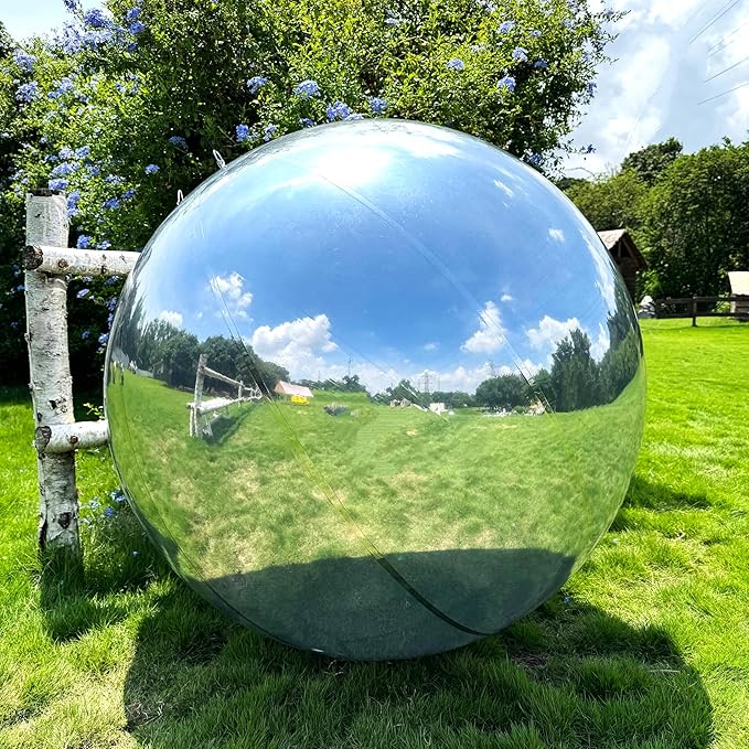 3PCS Silver Inflatable Mirror Ball, Big Shinny Balls Reusable Large PVC Disco Ball Balloon for Large Event Decoration, Party, Concerts, Stage, Wedding Decor, Without Air Pump