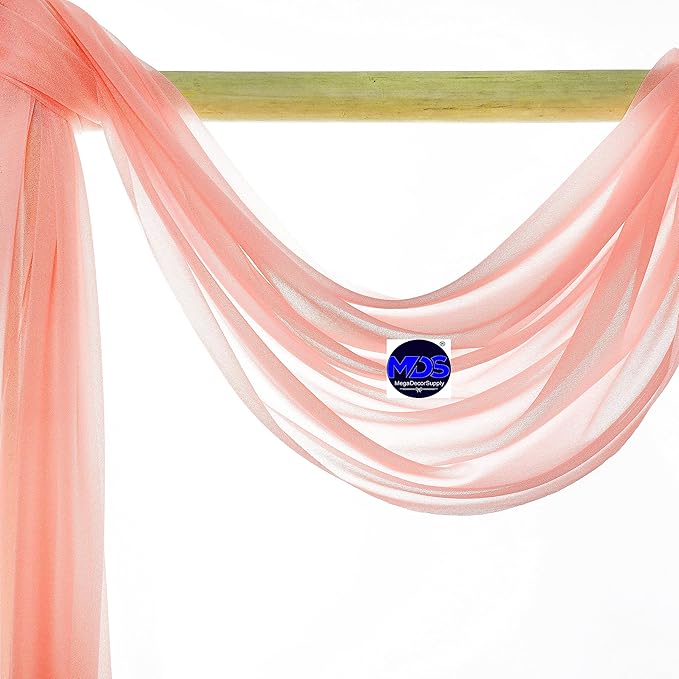 MDS Halloween Chiffon Draping Fabric - 2 Panel, 30" Wide x 30ft Long - Sheer Spooky Arbor & Canopy Drapery for Haunted House Backdrops, Party Ceilings, DIY Costumes & Themed Events - Peach