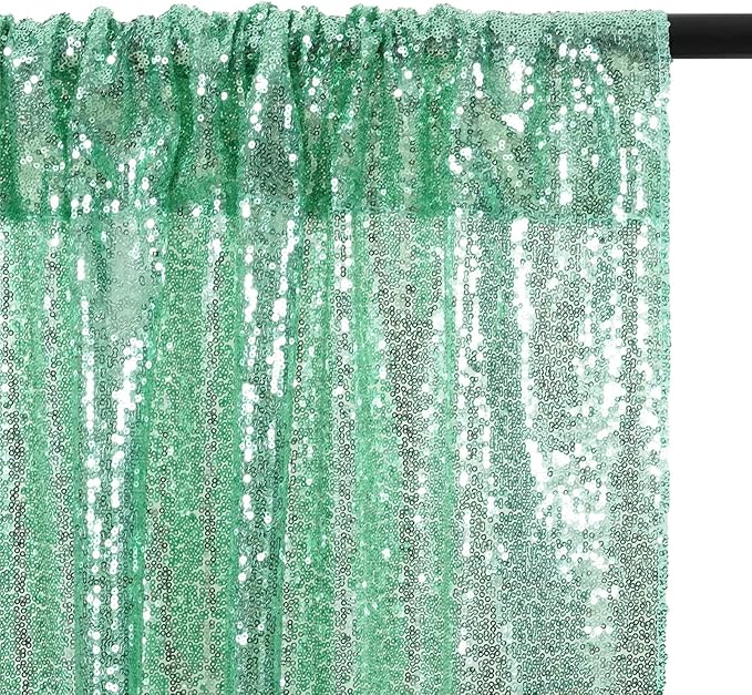 Eternal Beauty Mint Green Sequin Backdrop, 6x6 Ft Glitter Background Curtains for Shimmer Photography Party Wedding Birthday Back Drop Decor