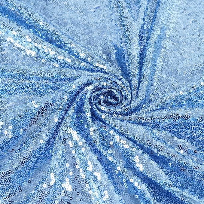 SquarePie Sequin Curtain 2FT x 8FT Baby Blue 2pcs Backdrop Sparkly Wedding Party Decoration